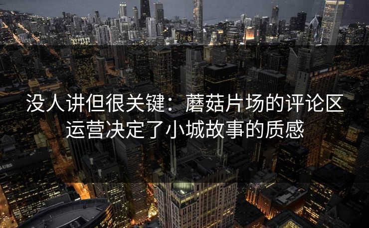 没人讲但很关键：蘑菇片场的评论区运营决定了小城故事的质感