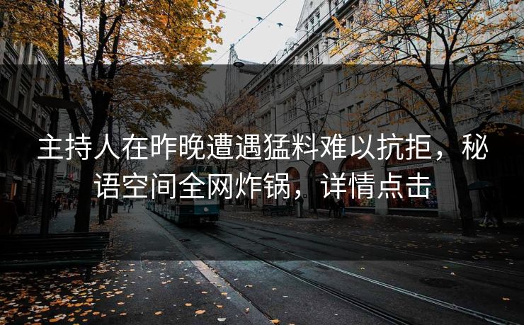 主持人在昨晚遭遇猛料难以抗拒，秘语空间全网炸锅，详情点击
